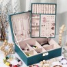 Coptiner Boîte à Bijoux pour Femme filles, Coffret à Bijoux en Cuir Verrouillable de 2 Couches, Organisateur à Bijoux Rangement