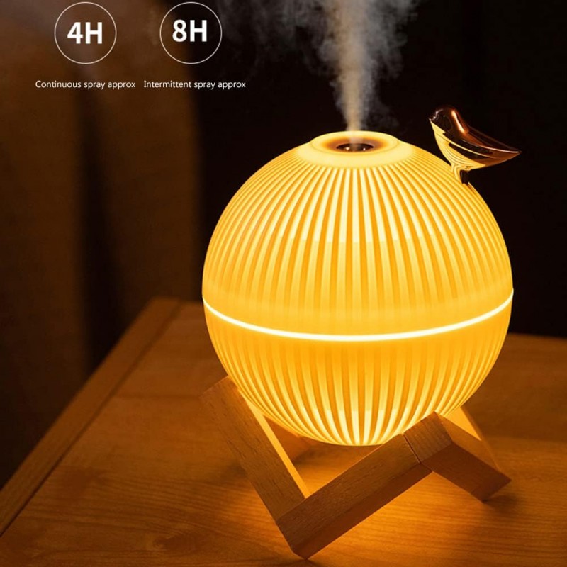 Lampe lune avec humidificateur d'air d'oiseau, diffuseur de parfum de pulvérisation automatique, brumisateur USB, diffuseur