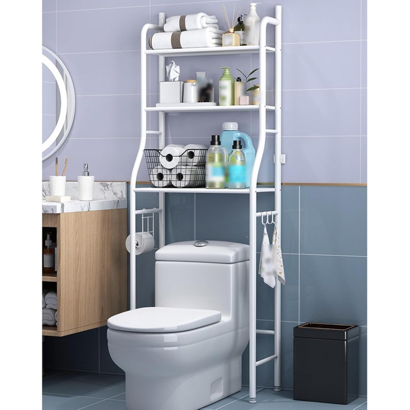 Étagère de rangement pour toilettes, rangement de toilettes moderne, rangement supérieur de toilettes blanc, parfait pour les