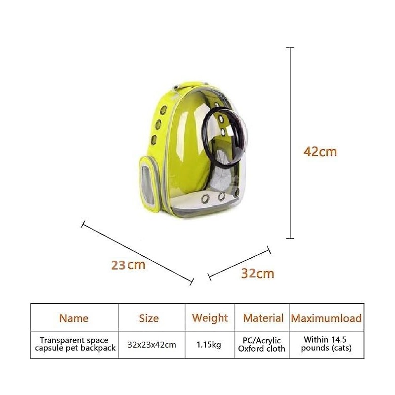 Sac à dos de transport transparent pour animaux de compagnie Homecloud - pour les voyages, la randonnée, conçu avec un espace