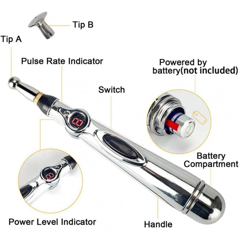 Stylo Méridien Électronique 3 en 1, Stylo D'acupuncture, Stylo De Massage Énergétique Acupoint Outils De Massage Corporel avec 3