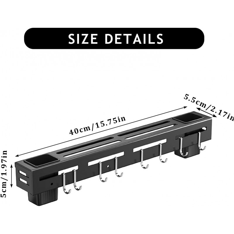 VBNZBK Porte-ustensiles de Cuisine Avec 6 Crochets Amovibles,Barre Ustensiles Cuisine Mural,Porte-ustensiles Suspendu pour