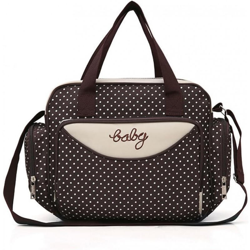 Toygogo Sac De Maternité pour Maman Sac à Langer pour Bébé Sacs à Main d'allaitement Multifonctions à Pois - Petite Brun