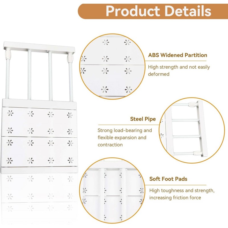 HERCHR Étagère De Tension De Placard, étagère De Rangement Extensible pour étagère De Tension De Placard, Séparateurs De