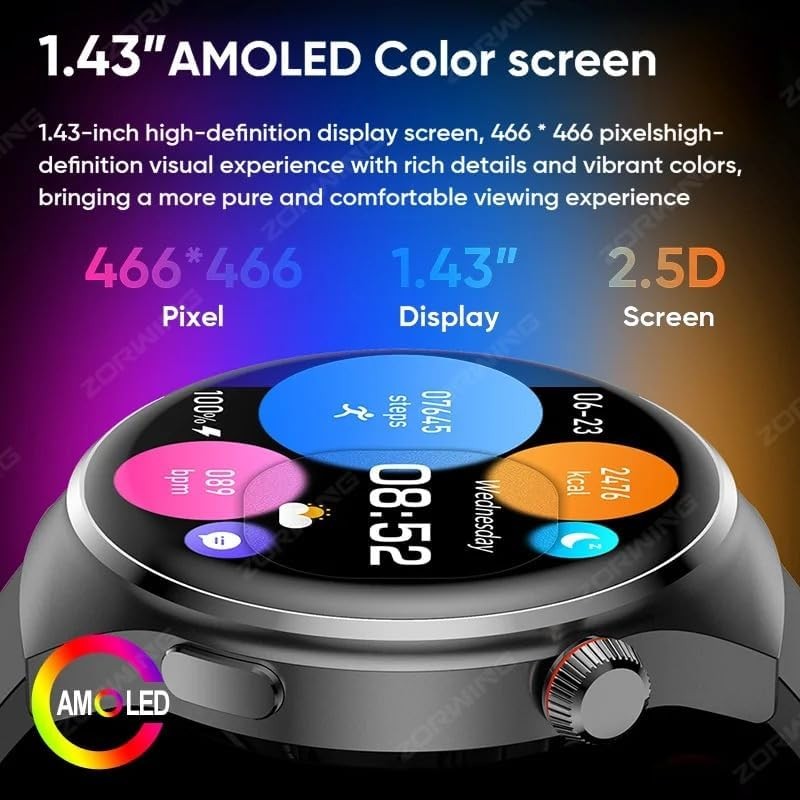 HCPZL Gerrit MT26 AMOLED Montre intelligente sans fil Uomo Donna Bluetooth Chiamata Sempre sul Affichage Fréquence Cardiaca