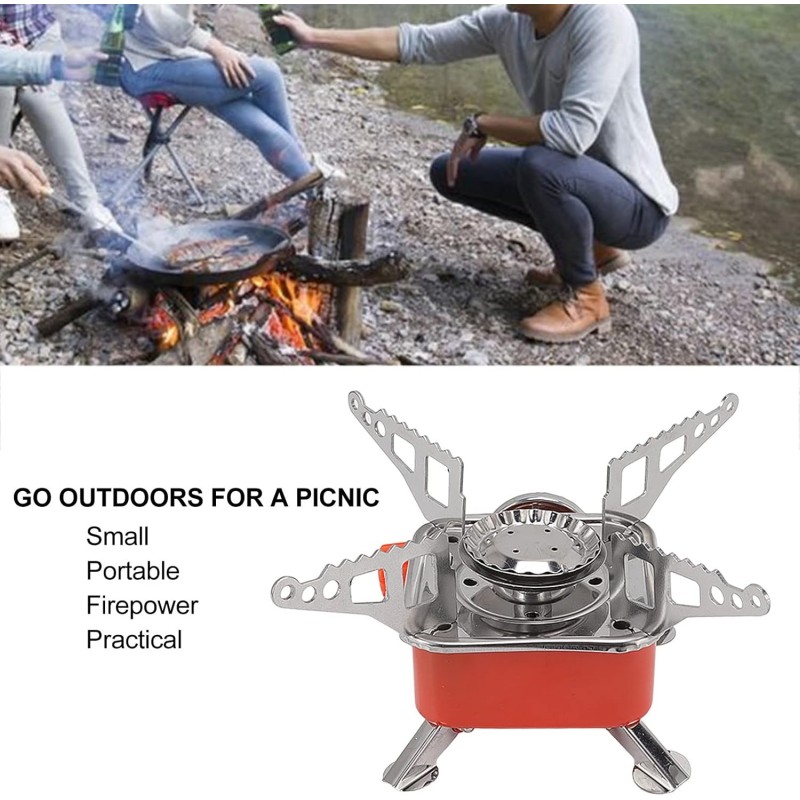 Cuisinière à Gaz d'extérieur, Mini Cuisinière Carrée Pliable et Portable, avec Sac à Dos et Poêles de Randonnée pour Camping