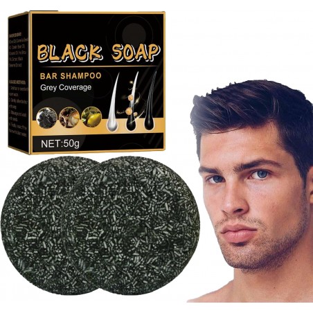 Lot de 2 barres anti-gris, savon gris brillant, 2024 Spartan Grey Hair Reverse Bar, savon noir pour nettoyer les cheveux en