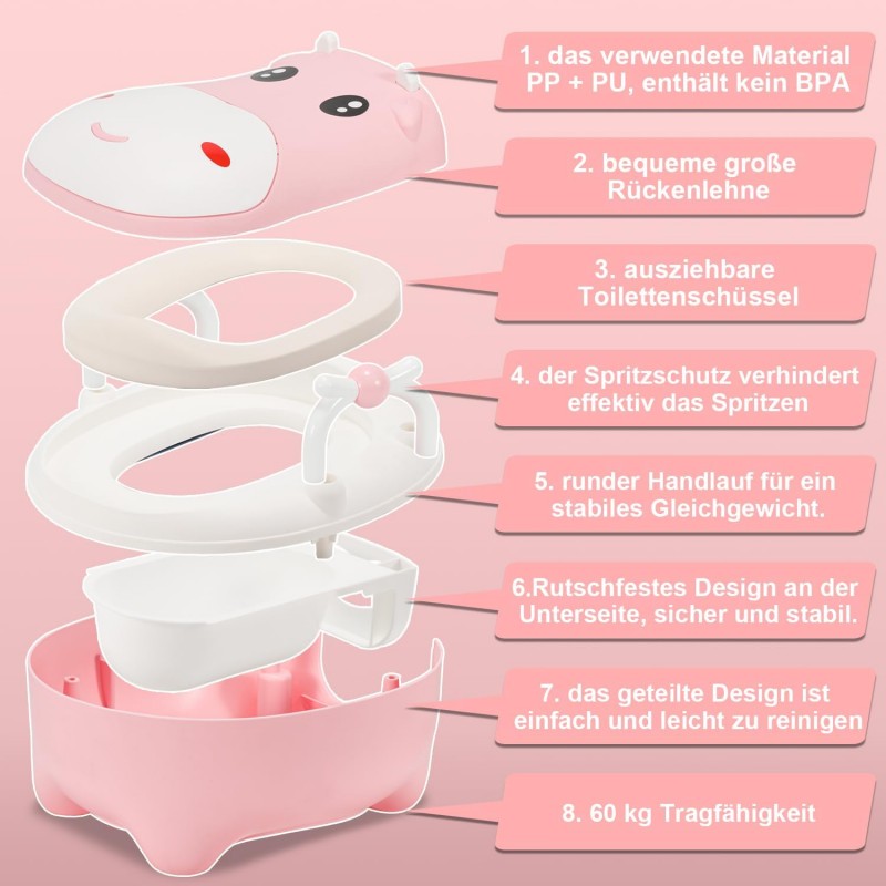 Ikodm Siège de toilette pour bébé, pot pour enfant, type de tiroir Baby Potty, entraîneur de toilette avec poignées, coussin en