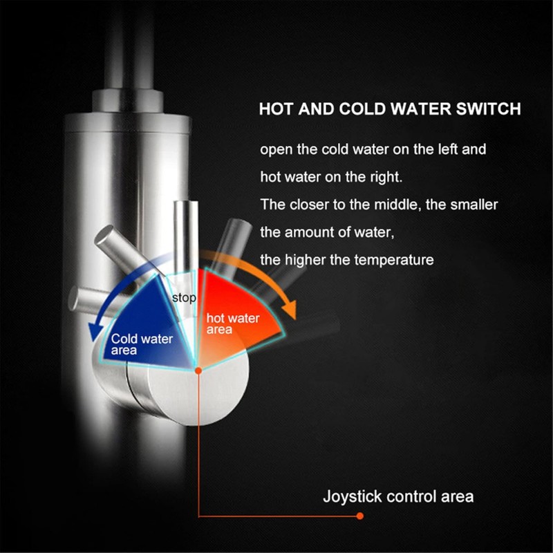 Robinet avec chauffe-eau - Rotatif à 360° - Robinet électrique de cuisine - Chauffe-eau - Évier 3000 W - Affichage de la