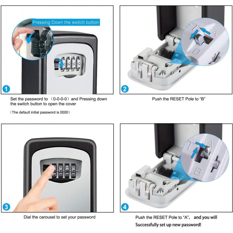 Boîte à Clé Sécurisée Exterieur, Boite a Clefs Murale de avec Code à 4 Chiffres, Boitier Porte Clef de Stockage de Sécurité à 5