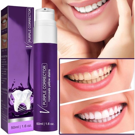 Dentifrice Violet Enlève les Taches,Blanchiment Des dents V34,Dentifrices de Nettoyage Buccal,Dentifrice de Correction de