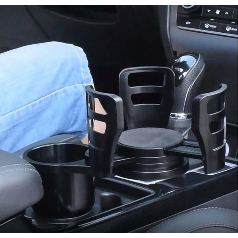 Extension de gobelet de voiture 2 en 1 - Support de boisson de voiture - Base d'adaptateur réglable à 360° - Idéal pour les