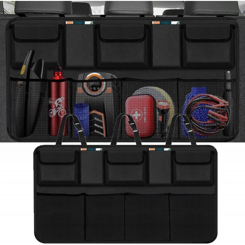 Guidre Organisateur Coffre Voiture Rangement Multipurpose Organisateur de Coffre Sacs de Coffre de Voiture Pliables 9 Poches