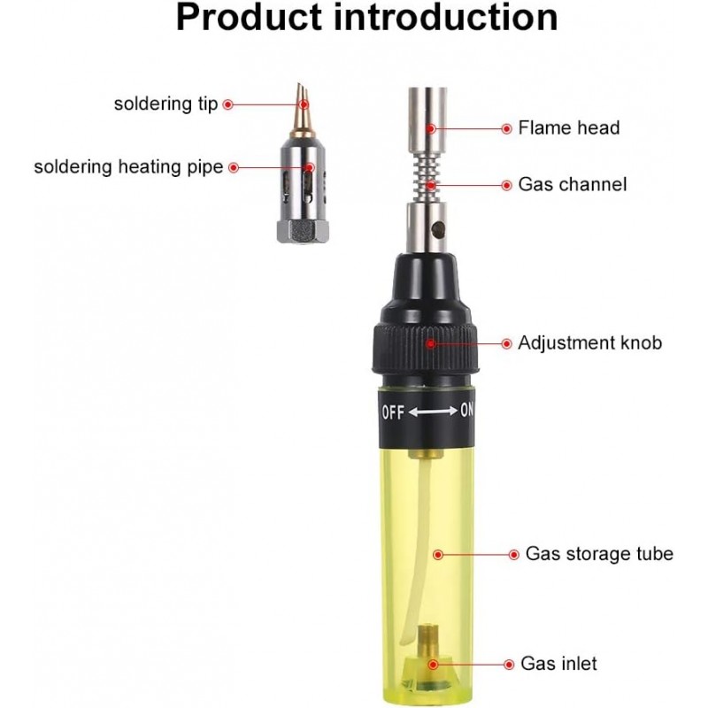 dsfen Fer à souder au gaz Fer à souder électrique Pistolet Outils de soudage Torche à Flamme Fer à souder sans Fil sans gaz Vert