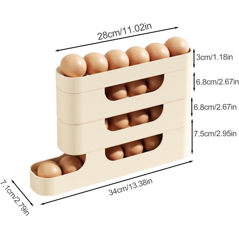 Distributeur automatique d'œufs pour réfrigérateur - Grand rouleau distributeur d'œufs pour réfrigérateur - Boîte de rangement