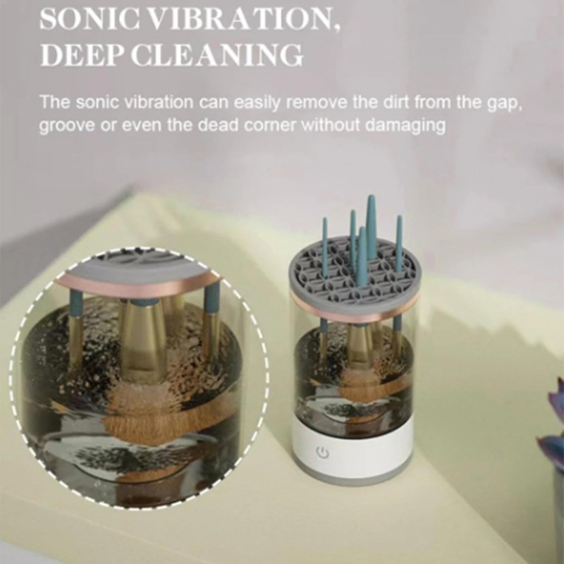 Nettoyeur de pinceaux de maquillage électrique, ensemble de nettoyage automatique de pinceaux cosmétiques, nettoyeur de pinceaux