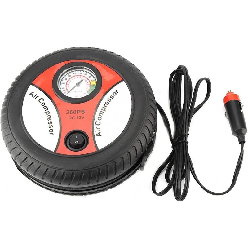 Inflador de neumáticos negro, compresor de aire de neumáticos, 260PSI 12V para coches, camiones, bicicletas, SUV