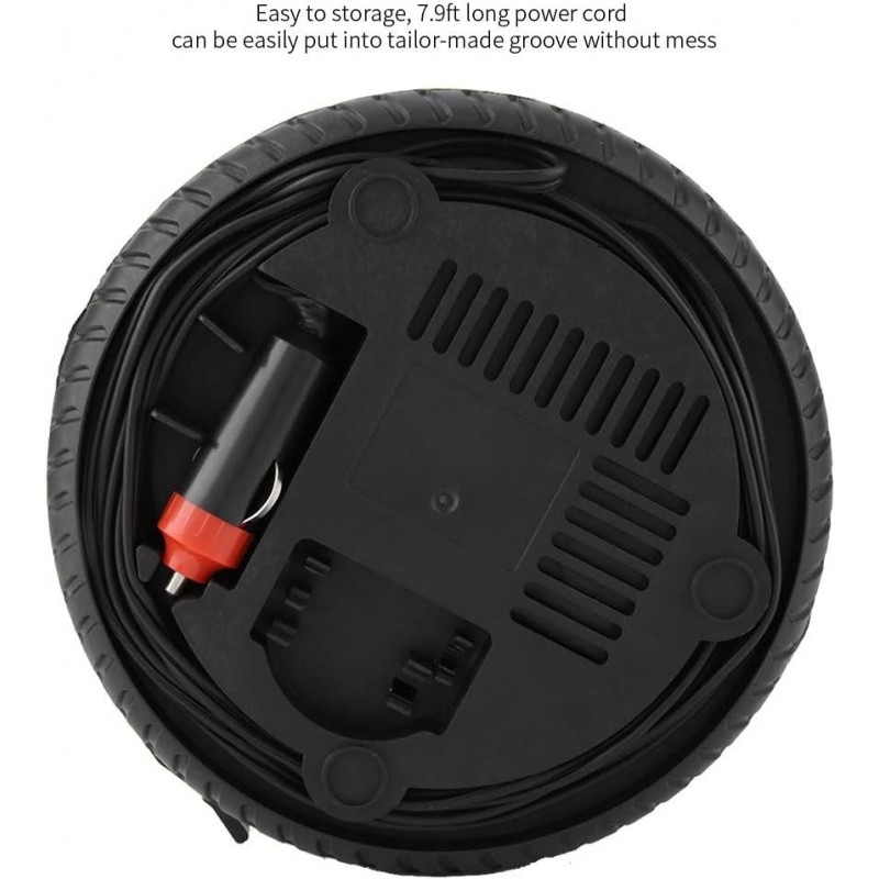 Inflador de neumáticos negro, compresor de aire de neumáticos, 260PSI 12V para coches, camiones, bicicletas, SUV